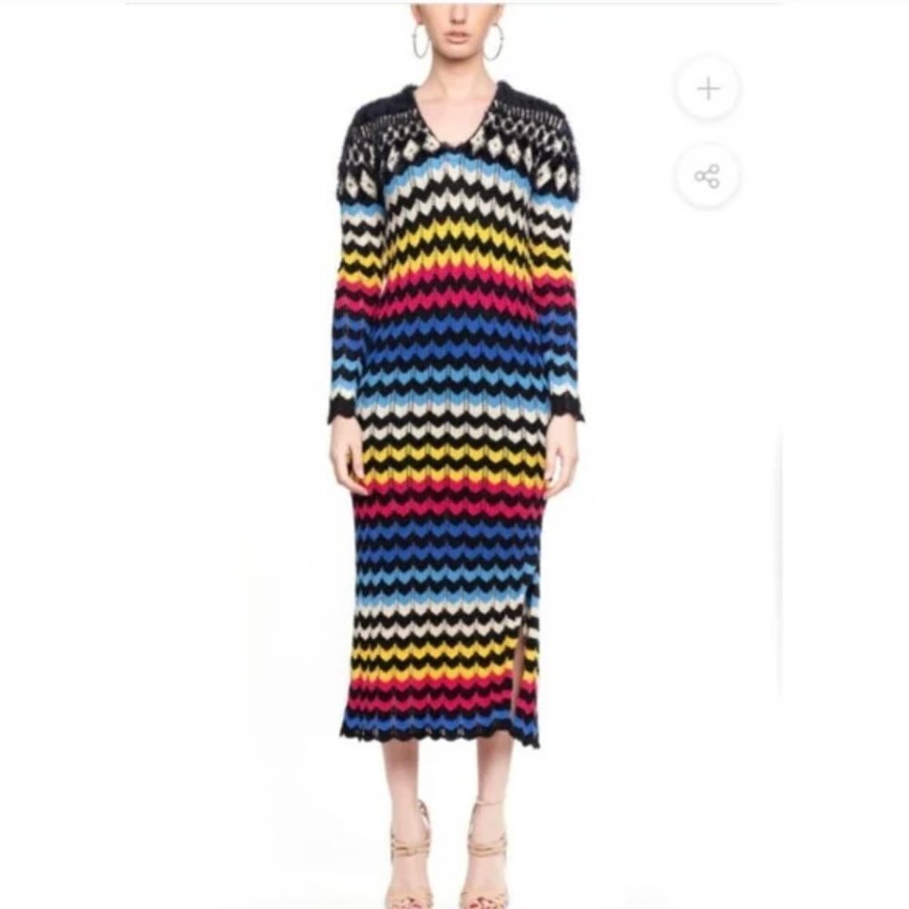 Farm Rio Chevron Sweater Dress Anthropologie NWT Size Small